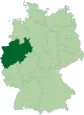 Map of Germany: Position of Nordrhein-Westfalen highlighted