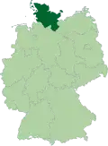 Map of Germany:Position of Schleswig-Holstein highlighted