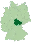 Map of Germany:Position of Thüringen highlighted