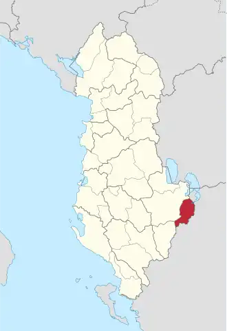 Ligging van Devoll binnen Albanië