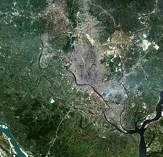 Satellietbeeld van Groot-Dhaka