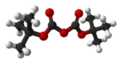 Molecuulmodel van di-tert-butyldicarbonaat