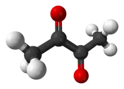 Molecuulmodel van butaandion