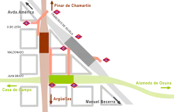 De metrolijnen bij Diego de León