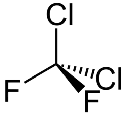 Structuurformule van dichloordifluormethaan