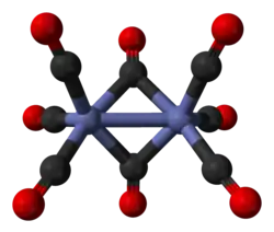 Molecuulmodel van dikobaltoctacarbonyl (isomeer 2)