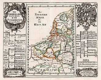 Kaart van de Zeventien Provinciën, door Gabriel Bodenehr