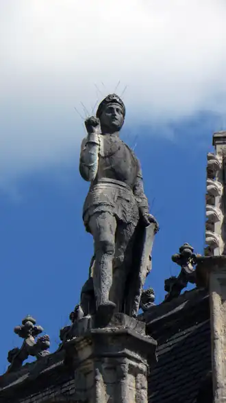 Standbeeld van Diederik op het Gebiedshuisje.