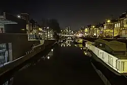 De Spilsluizen bij avond vanaf de Boteringebrug