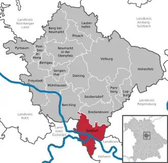 Kaart van Dietfurt an der Altmühl