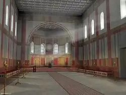 Digitale reconstructie van de Aula Regia van het Ingelheimer Kaiserpfalz