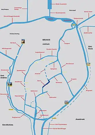 Situering van de Dijver (donkerblauw)