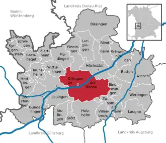 Kaart van Dillingen an der Donau