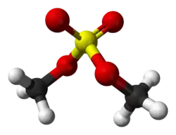 Molecuulmodel van dimethylsulfaat