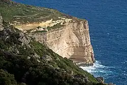 Kalksteenkliffen langs de kust.