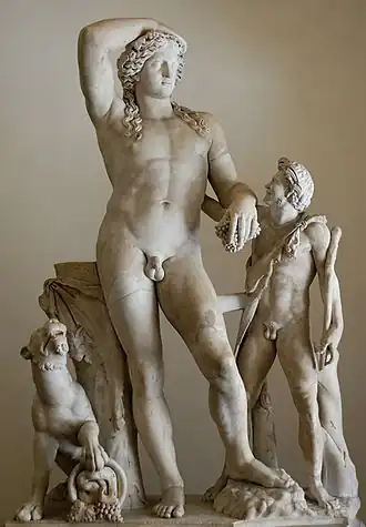 Een dronken Dionysos leunt op een satyr (Palazzo Altemps)