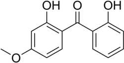 Structuurformule van dioxybenzon