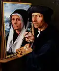 Dirck Jacobsz: Jacob Cornelisz. van Oostsanen schildert het portret van zijn vrouw Anna