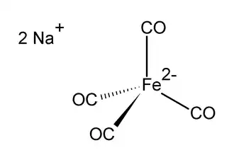 Structuurformule van dinatriumtetracarbonylferraat