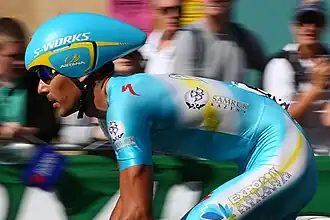 Dmitri Moeravjov bij Team Astana tijdens de Ronde van Frankrijk 2013
