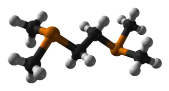 Molecuulmodel van 1,2-bis(dimethylfosfano)ethaan