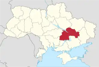 Kaart van Oblast Dnjepropetrovsk