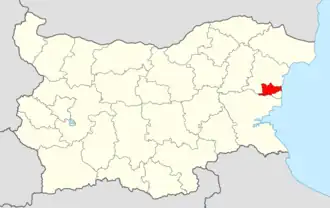 Kaart van Dolni Tsiflik binnen de grenzen van Bulgarije