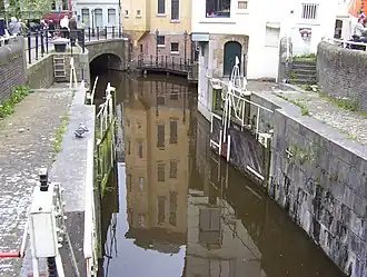 Donkere sluis Gouda, mei 2004.