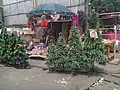 Kerstversiering in een winkel in Douala