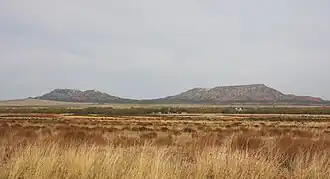 De dubbele bergtop gezien vanuit het zuiden