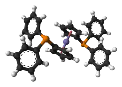 Molecuulmodel van 1,1'-bis(difenylfosfino)ferroceen