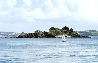 Drake's Island, gezien vanuit het westen