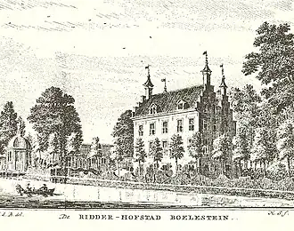 Boelestein met voormalige theekoepel voor de verbouwing van 1825