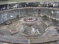 Sokkel van de draaischijf van een 38&nbsp;cm-kanon