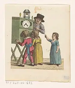 Drie kinderen voor een kijkkast