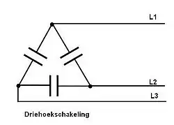 Driehoekschakeling condensatoren