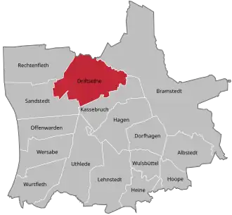 Ligging Driftsethe in de gem. Hagen im Bremischen