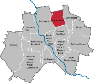 Ligging Drispenstedt in Hildesheim