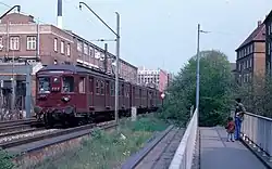S-tog in mei 1978 op weg naar Frederiksberg ter hoogte van het huidige metrostation.