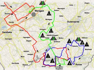 Routekaart van de Dwars door Vlaanderen 2018