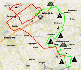 Routekaart van de Dwars door Vlaanderen 2017