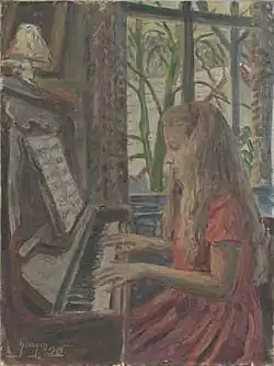 Dochter Viviane aan de piano (1960)