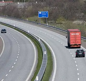 De Frederikshavnmotorvejen ter hoogte van de afrit Sæby