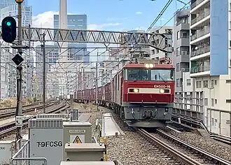 Containers achter een EH500 locomotief