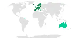■&nbsp;Lidstaten ■&nbsp;Geassocieerde lidstaten ■&nbsp;Prospectstaten