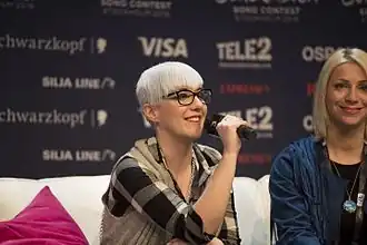 Nina Kraljić tijdens het Eurovisiesongfestival 2016