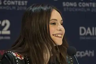 Francesca Michielin tijdens het Eurovisiesongfestival 2016