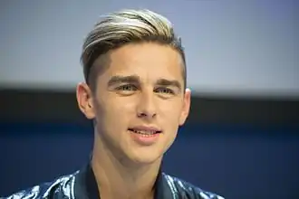 Donny Montell tijdens het Eurovisiesongfestival 2016