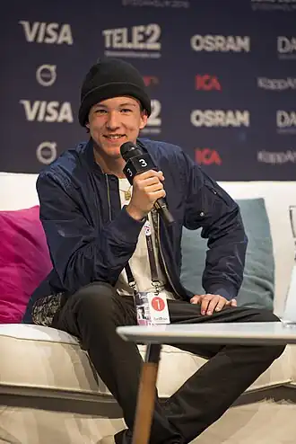 Frans Jeppsson Wall tijdens het Eurovisiesongfestival 2016