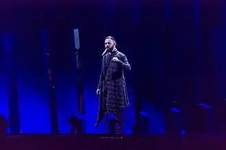 Chanagian tijdens de repetitie voor de (eerste) halve finale van het Eurovisie Songfestival 2018